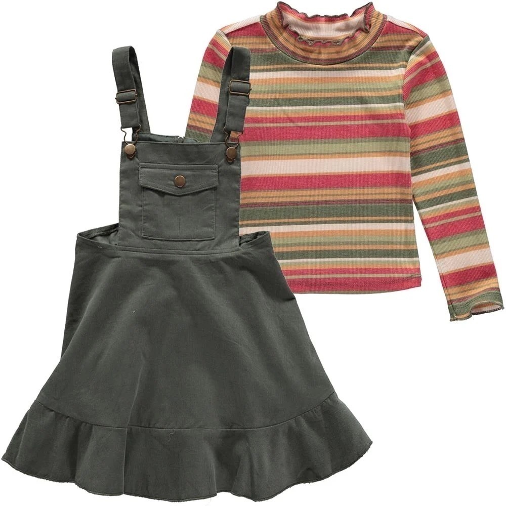 Bonnie Jean Big GirlsCorduroy Jumper Dress and Knit Top Set dress top size 16